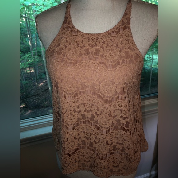 MONTEAU SZ. S Pink lace sleeveless top‎ - Picture 1 of 8